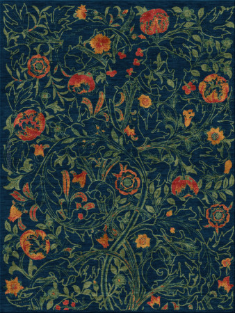 William Morris 12709-floral melancholy - handgefertigter Teppich,  tibetisch (Indien), 100 Knoten Qualität