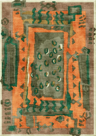 Anna-Veda 7873-ed007 Osnat Soffer- handgefertigter Teppich,  tibetisch (Indien), 60 Knoten Qualität