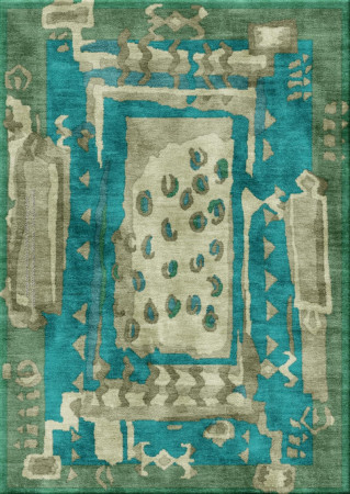 Anna-Veda 7789-ed007 Osnat Soffer- handgefertigter Teppich,  tibetisch (Indien), 60 Knoten Qualität