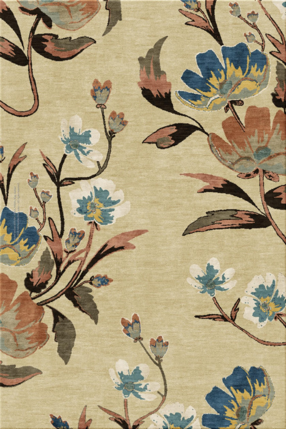 Anna-Veda 13806-floweresque - handgefertigter Teppich,  tibetisch (Indien), 100 Knoten Qualität